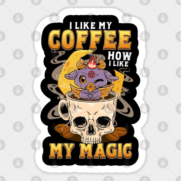 I Like My Coffee as I Like My Magic Baphomet Coffee Kawaii Pastel Goth Sticker by creative