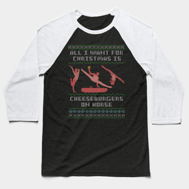 Cheeseburgers On Horse Baseball T-Shirt by GymCastic