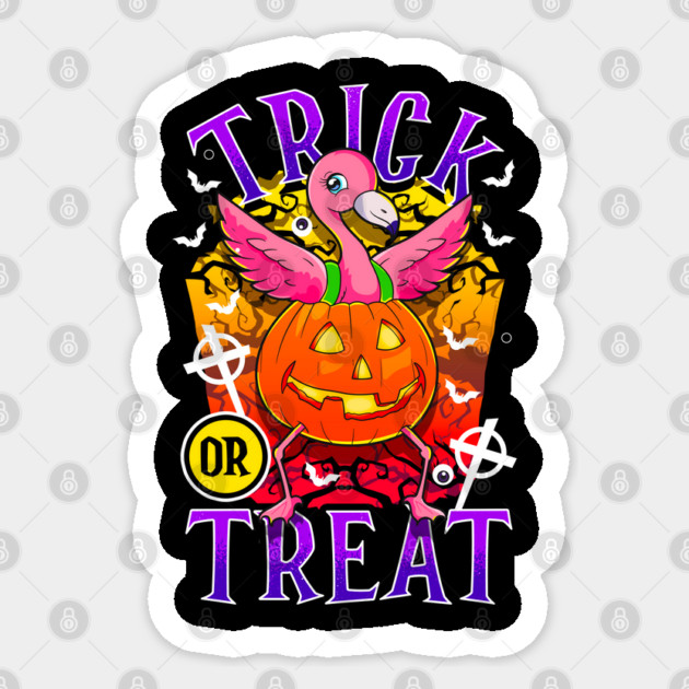 Pumpkin Flamingo Kawaii Flamingo Funny Halloween Sticker by creative