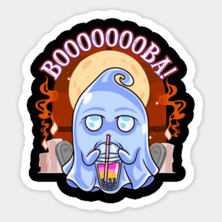 Boba Tea Ghost Boooooooba! Boo Drinking Boba Tea Funny Ghost Halloween Sticker