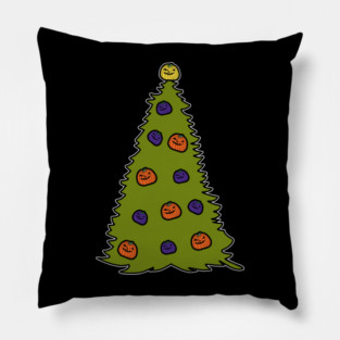 Spooky Pumpkin Halloween Tree Pillow