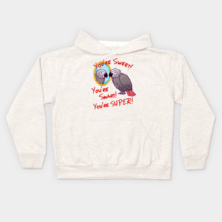 Daily Attitude Affirmations African Grey Parrot Image Kids Hoodie