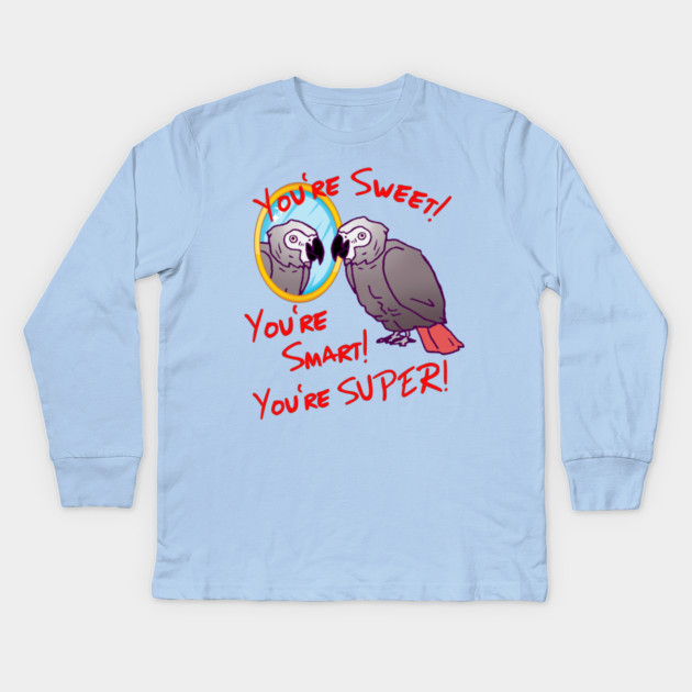 Daily Attitude Affirmations African Grey Parrot Image Kids Long Sleeve T-Shirt by Einstein Parrot