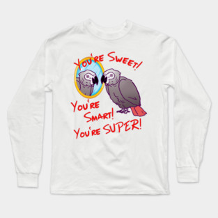 Daily Attitude Affirmations African Grey Parrot Image Long Sleeve T-Shirt