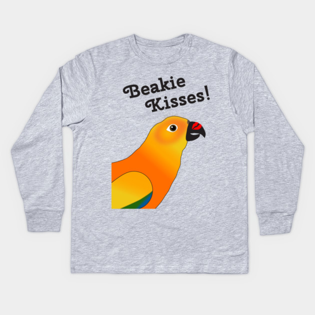 Beakie Kisses Sun Conure Parrot Cute Kids Long Sleeve T-Shirt by Einstein Parrot