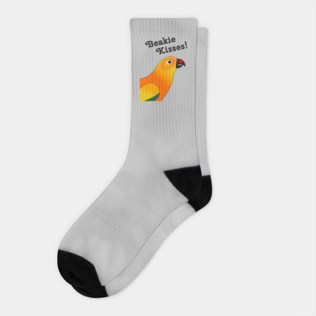 Beakie Kisses Sun Conure Parrot Cute Socks by Einstein Parrot