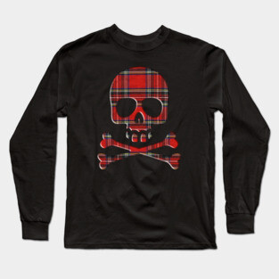 SKULL AND PLAID BONES Long Sleeve T-Shirt