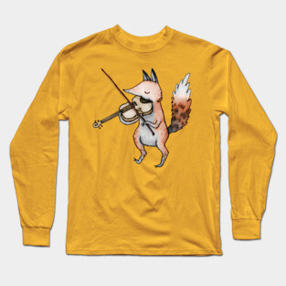Left-Handed Violin Fox Long Sleeve T-Shirt