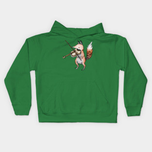 Left-Handed Violin Fox Kids Hoodie