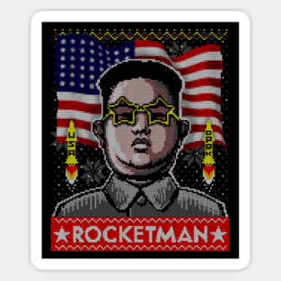 Rocketman Kim Jong-Un Ugly Christmas Sweater Magnet