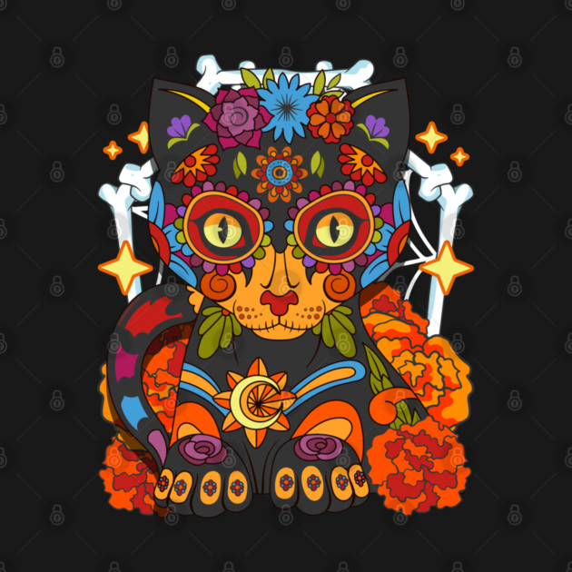Day of the Dead Cat Colorful Día de Los Muertos Sugar Skull by creative