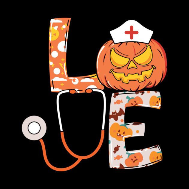 Love Nurse Halloween Gift With Pumpkin by The WYLD Tribe