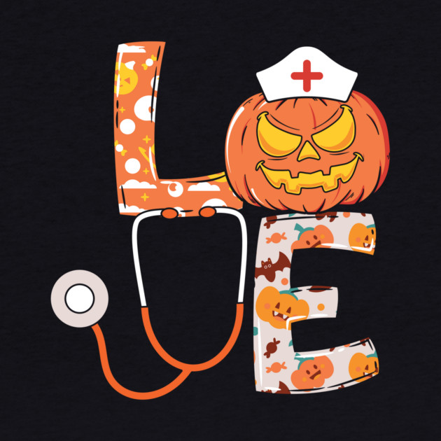 Love Nurse Halloween Gift With Pumpkin by The WYLD Tribe