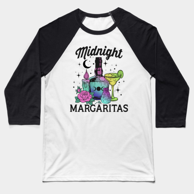 Midnight Margaritas Witch Halloween Baseball T-Shirt by The WYLD Tribe