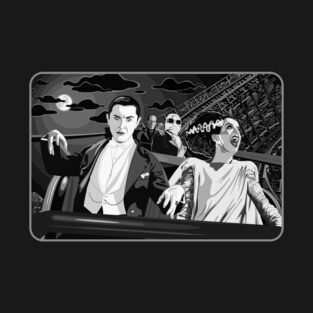 Ups & Downs (B&W) (Universal Monsters on Roller Coaster) T-Shirt