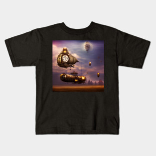 Steampunk airships Kids T-Shirt