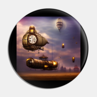 Steampunk airships Pin