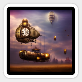 Steampunk airships Sticker
