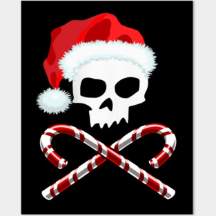 Santa Skull & Candy Canes Posters and Art