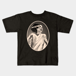 Bride of Frankenstein Portrait (Sepia) Kids T-Shirt
