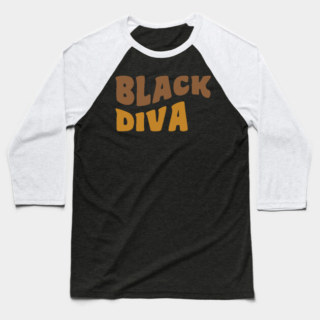 Black Diva Baseball T-Shirt by UrbanLifeApparel