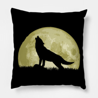 Howling Wolf And Epic Full Moon Pillow