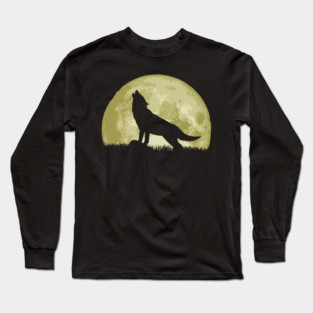 Howling Wolf And Epic Full Moon Long Sleeve T-Shirt