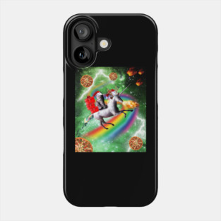 Christmas Cat Santa Riding Unicorn, Space Pizza Funny Phone Case