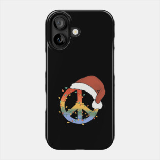 Peace Symbol Christmas Light Santa Hat Phone Case