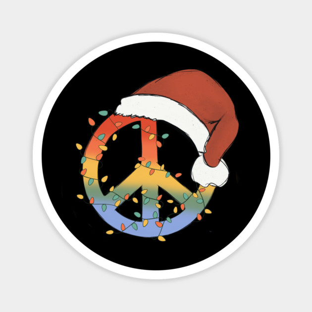 Peace Symbol Christmas Light Santa Hat Magnet by The WYLD Tribe