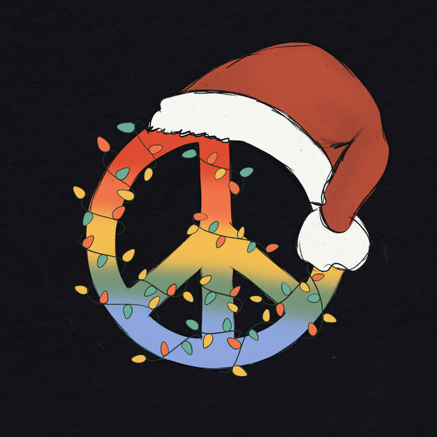 Peace Symbol Christmas Light Santa Hat by The WYLD Tribe