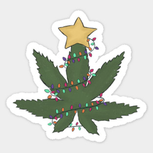 Weed Leaf Christmas Lights Sticker