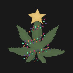 Weed Leaf Christmas Lights T-Shirt