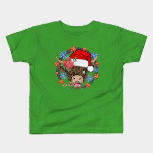Highland Cow Christmas Kids T-Shirt