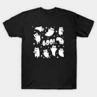 Boo Halloween Cat Ghosts T-Shirt