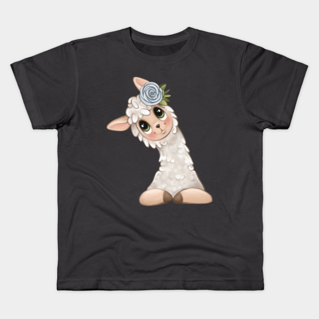 cute floral llama Kids T-Shirt by Prinyos