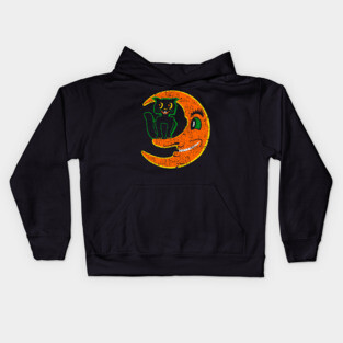 Vintage Halloween Moon Kids Hoodie