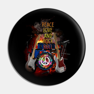 peace love and rock roll music guitar Pin