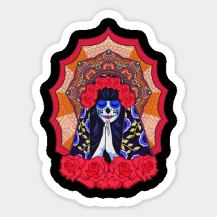 Day of the Dead Woman Praying Devotional Sugar Skull Magnet