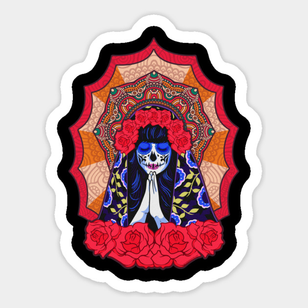 Day of the Dead Woman Praying Devotional Sugar Skull Magnet by creative