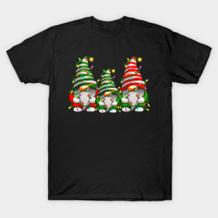 Gnome For The Holidays Christmas, Three Plaid Red Green Hat T-Shirt