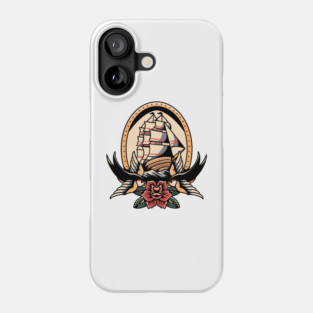 swallow and ship tattoo Phone Case