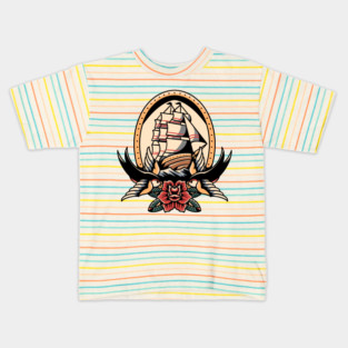 swallow and ship tattoo Kids T-Shirt