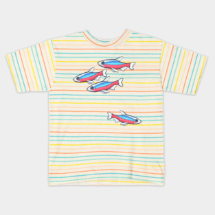 Cardinal Tetra Schooling tetra community fish design Kids T-Shirt