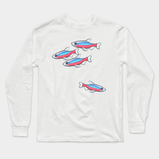 Cardinal Tetra Schooling tetra community fish design Long Sleeve T-Shirt