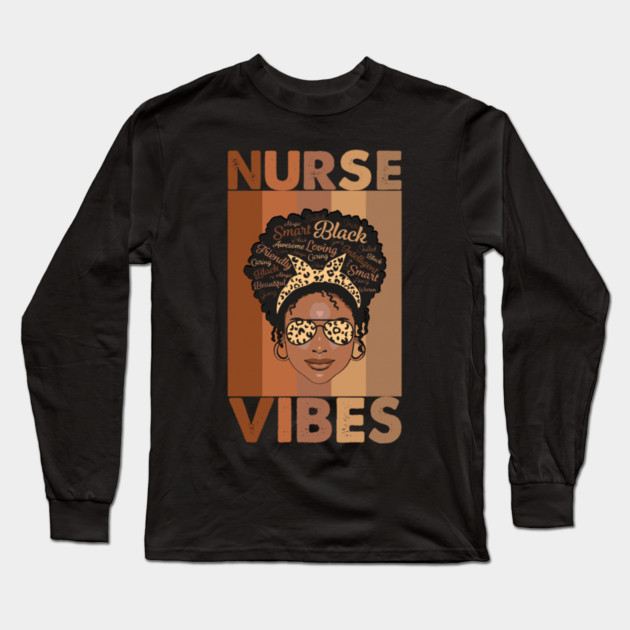 Nurse Vibes - AFRO NURSE Long Sleeve T-Shirt by Prinyos
