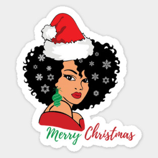 Merry Christmas Afro Girl Sticker