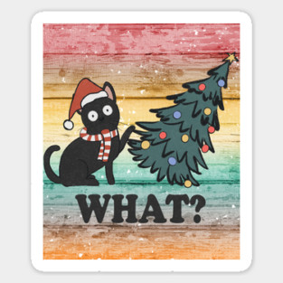 what cat funny christmas tree - vintage Christmas Sticker