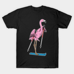 Flamingo Skier Ski T-Shirt