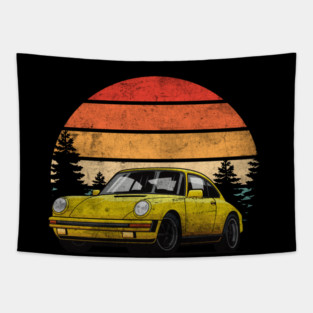 Retro Sunset 911 964 Oldtimer Car Tapestry